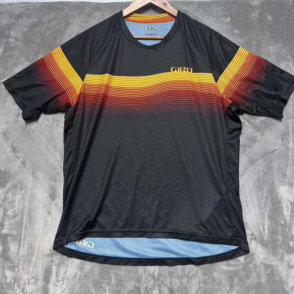 Giro Roust Cycling Jersey Mens XL Black Orange Yellow Striped MTB Mountain Bike